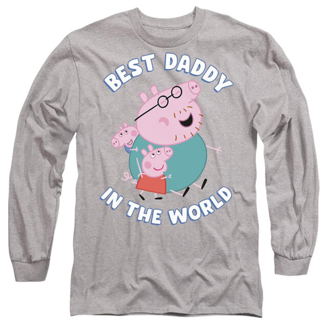 Peppa Pig Unisex adult best daddy in the world heather t-shirt met lange mouwen UTTV23920_heathergrey large
