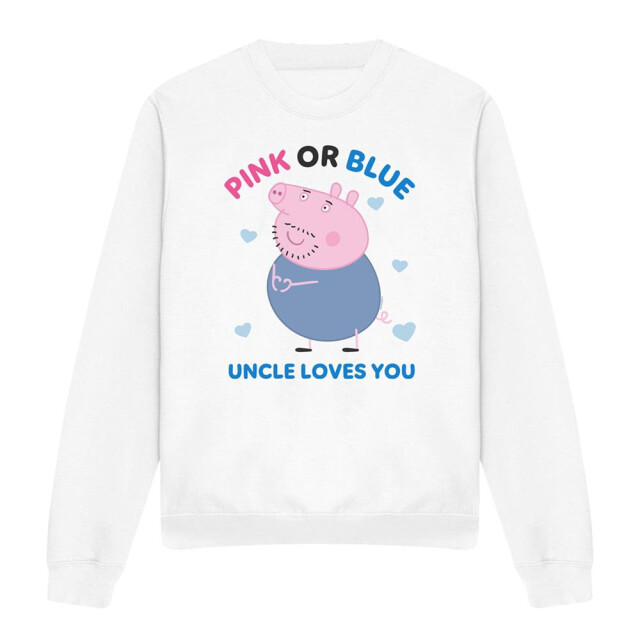 Peppa Pig Uniseks roze of blauwe ome pig loves you sweatshirt voor volwassenen UTTV21397_white large