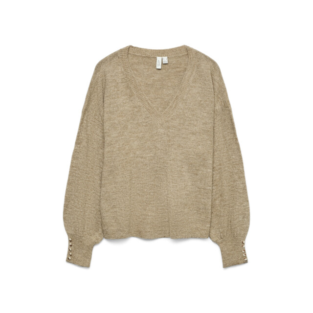 Vero Moda vmlefile ls v-neck pullover btq 10335268 silver mink 06712.185.0019 large