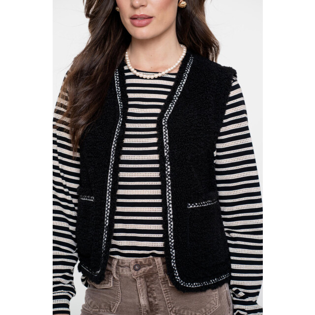Geisha gilet teddy embroidery 55541-19 999 black/tape black zigzag 06226.990.0030 large