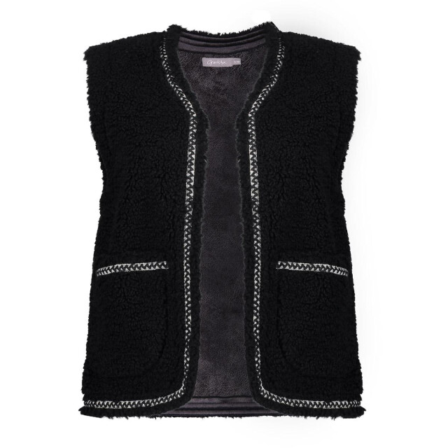 Geisha gilet teddy embroidery 55541-19 999 black/tape black zigzag 06226.990.0030 large