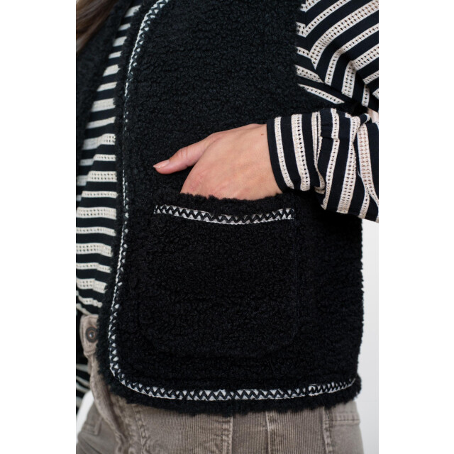 Geisha gilet teddy embroidery 55541-19 999 black/tape black zigzag 06226.990.0030 large