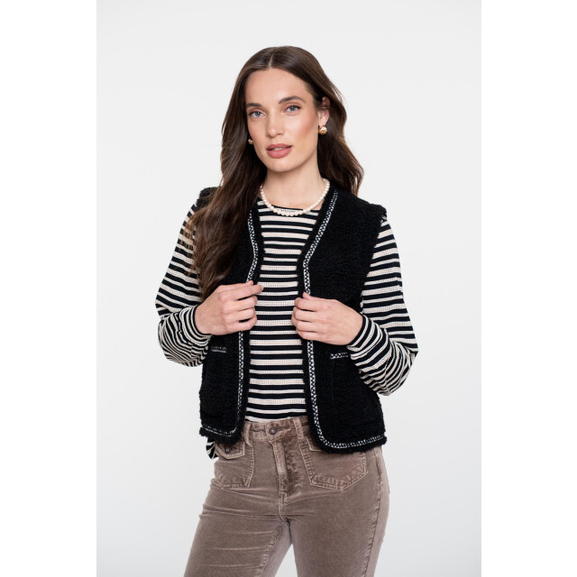 Geisha gilet teddy embroidery 55541-19 999 black/tape black zigzag 06226.990.0030 large