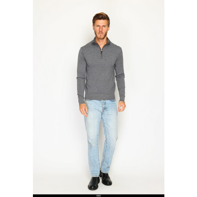 William de Faye Zipped sweater loup WFM125_Dark gray large