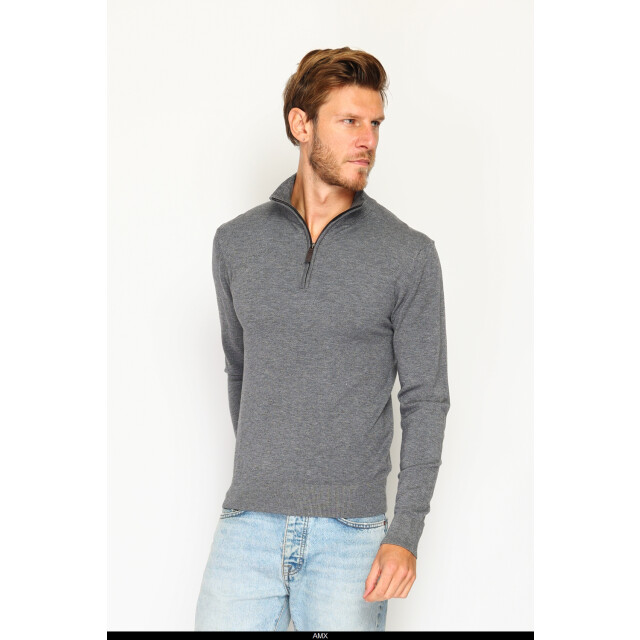 William de Faye Zipped sweater loup WFM125_Dark gray large