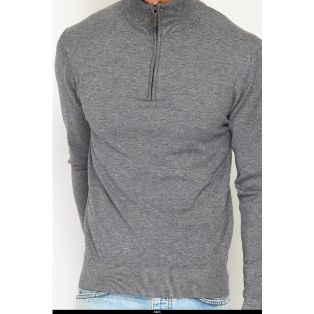 William de Faye Zipped sweater loup WFM125_Dark gray large