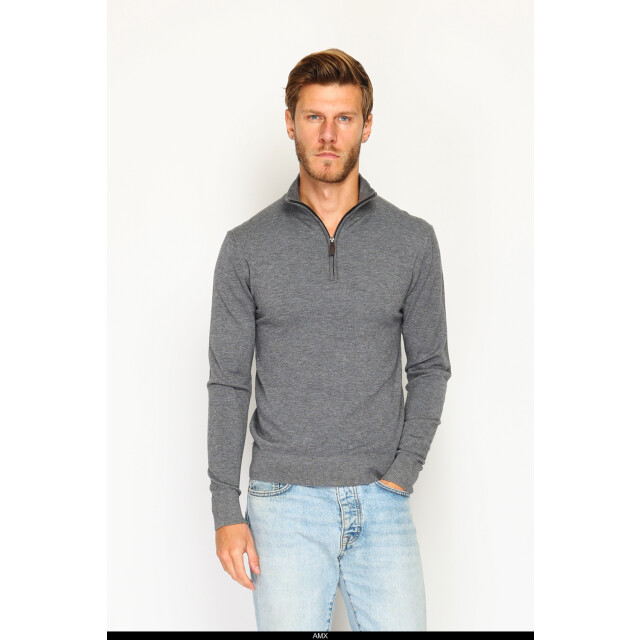 William de Faye Zipped sweater loup WFM125_Dark gray large