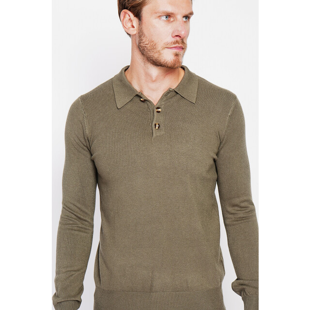 William de Faye Long-sleeve polo kaki WFM90_Khaki large