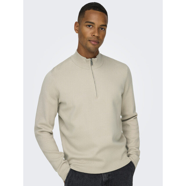 Only & Sons onscooper half zip high neck knit n 22032411 silver lining 05711.915.0004 large
