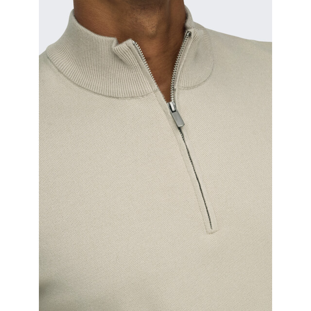 Only & Sons onscooper half zip high neck knit n 22032411 silver lining 05711.915.0004 large