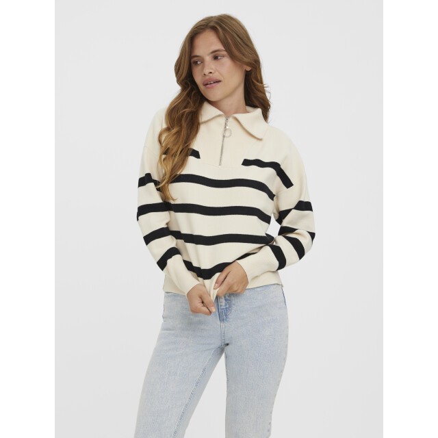 Vero Moda vmsaba stripe ls highneck blouse ga 10269246 birch stripes 06711.149.0018 large