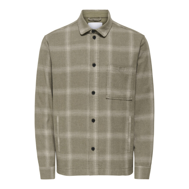 Only & Sons onsaiden checked twill shirt frml 22035467 walnut 05631.840.0076 large