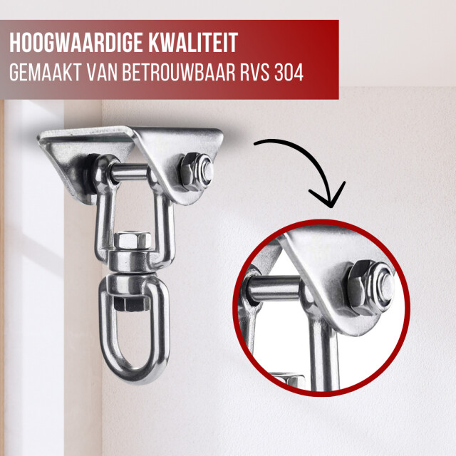 4gardenz ® 360 graden roterende hangstoel/bokszak plafond bevestiging rvs 3294085 large