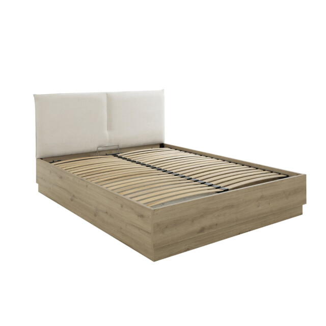 CaliCosy Opbergbed met hoofdbord in beige stof 160 x 200 cm eikendecor tidy 3304480 large