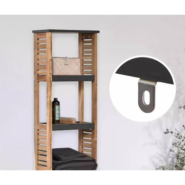 4goodz Acaciahout hoge badkamerkast 1 deur en 5 legplanken 30x38x170 cm 3048737 large