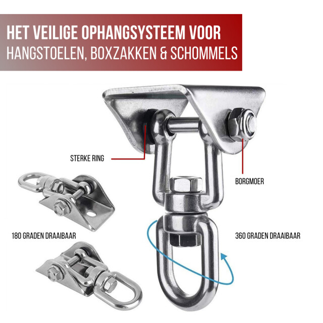 4gardenz ® 360 graden roterende hangstoel/bokszak plafond bevestiging rvs 3294085 large