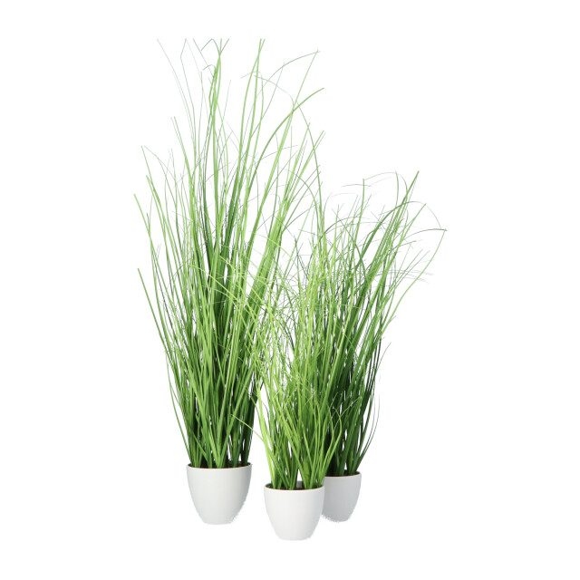 Kopu ® set 3 stuks kunstplanten grasplant 40/50/60 cm in witte sierpot 2612760 large