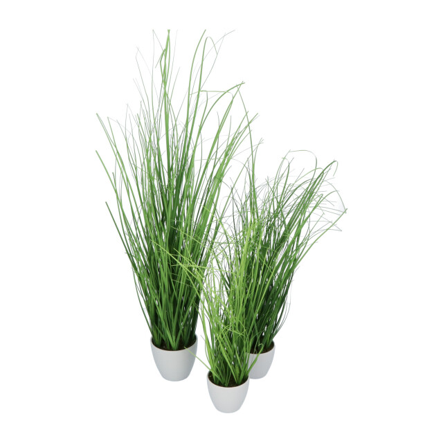 Kopu ® set 3 stuks kunstplanten grasplant 40/50/60 cm in witte sierpot 2612760 large