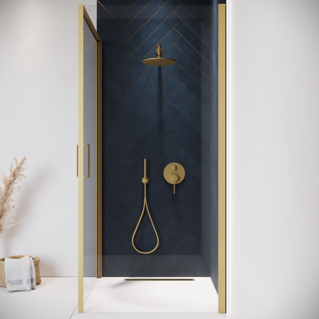 Badplaats Douchecabine alava 80 x 80 x 190 cm goud douchewand met draaideur 3213314 large