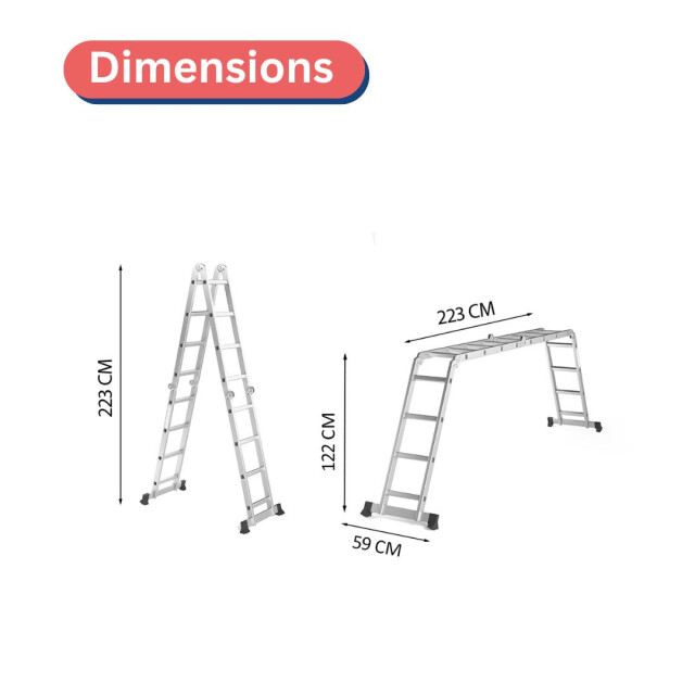 RMBO ® multifunctionele vouwladder s 4x4 smalle scharnier 3188052 large