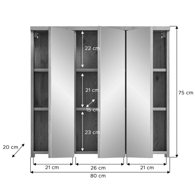 Furnilux Badkamerspiegelkast grado in nox eik/spiegel 3254571 large