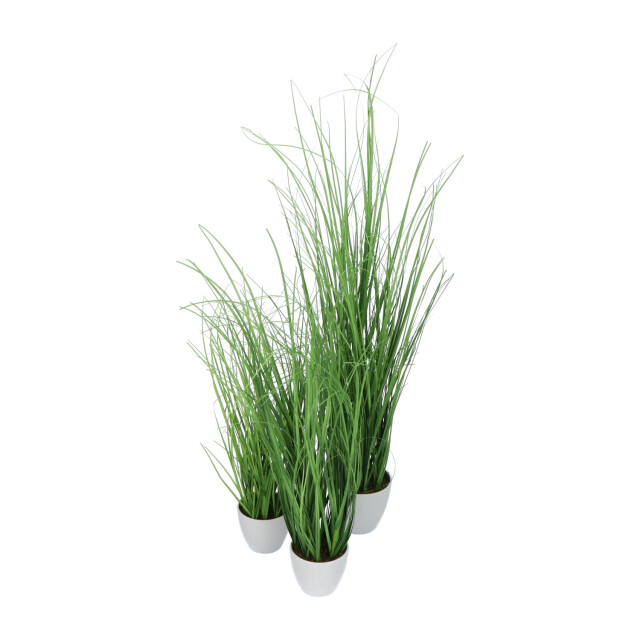 Kopu ® set 3 stuks kunstplanten grasplant 40/50/60 cm in witte sierpot 2612760 large
