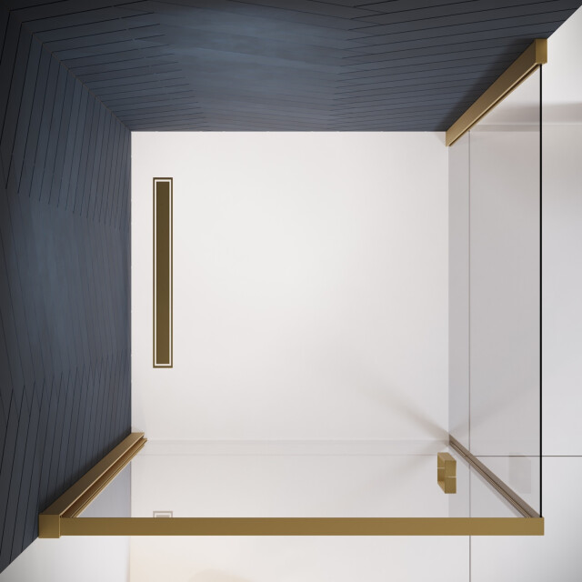 Badplaats Douchecabine alava 80 x 80 x 190 cm goud douchewand met draaideur 3213314 large