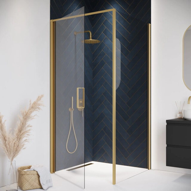 Badplaats Douchecabine alava 100 x 100 x 190 cm goud douchewand met 3247061 large