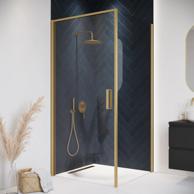 Badplaats Douchecabine alava 100 x 100 x 190 cm goud douchewand met 3247061 large
