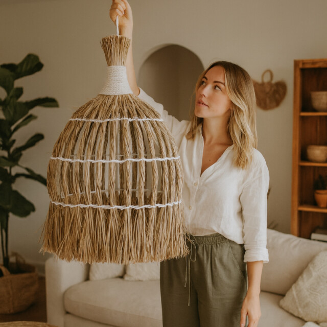 Furnilux handgemaakte xxl hanglamp van mendonggras – duurzaam & natuurlijk 3190210 large