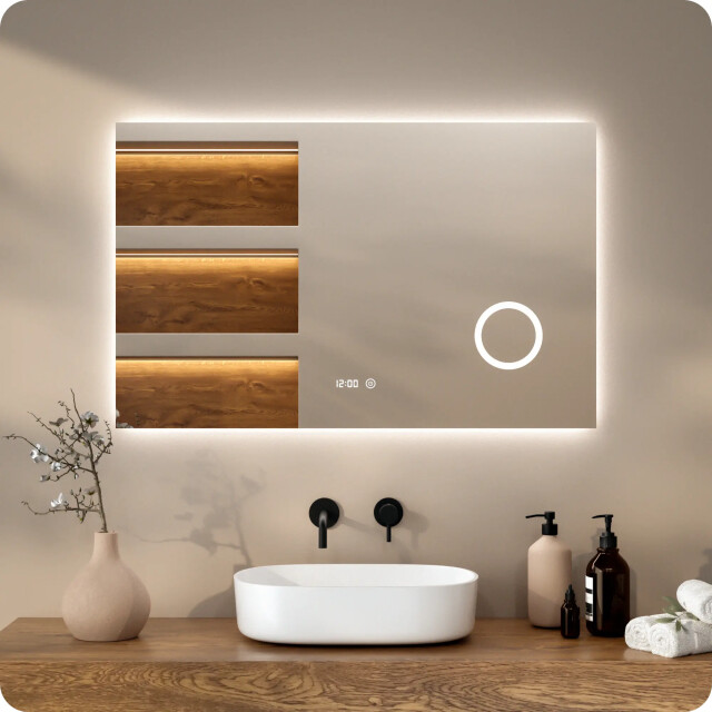 Mirlux Badkamerspiegel 110x70cm rechthoek frameloos 3301707 large
