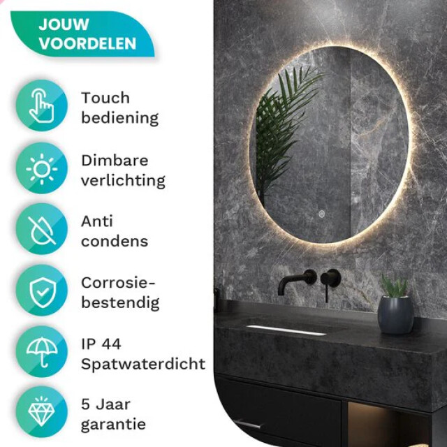 Mirlux Badkamerspiegel 80cm rond frameloos 3267986 large
