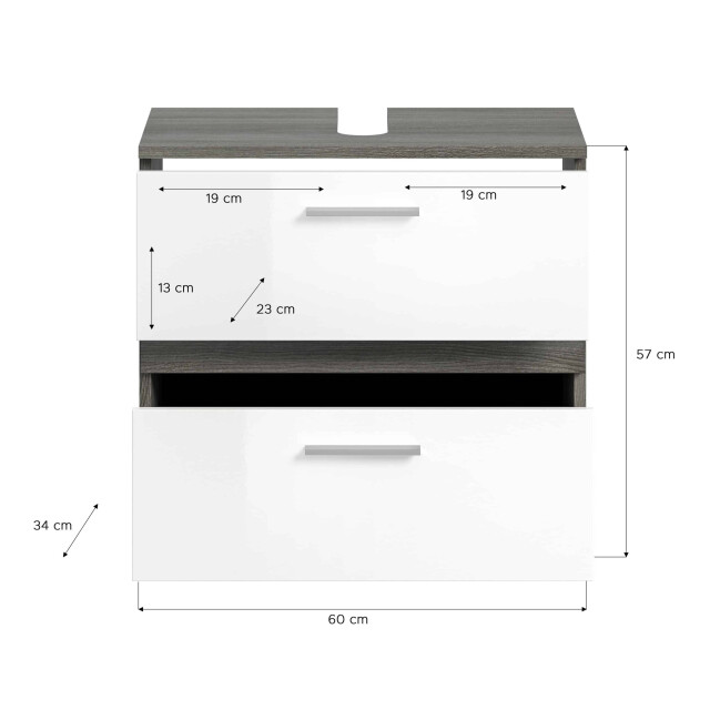 Furnilux Blake set van 4 badkamermeubels in wit en zilver melamine 3254540 large