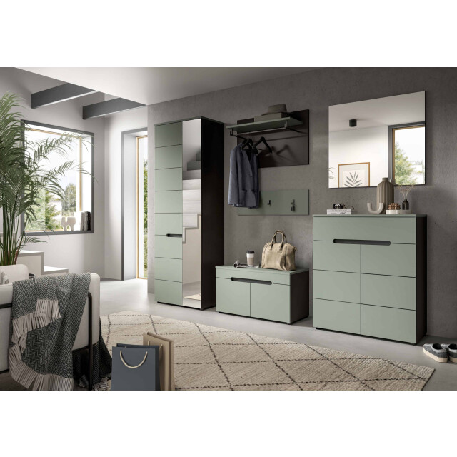Furnilux Wandgarderobe canu 73x80x27 cm in basalt grijs en smoke green nb 3256836 large