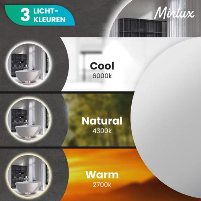 Mirlux Badkamerspiegel 80cm rond frameloos 3267986 large