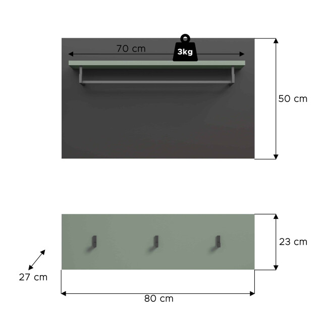 Furnilux Wandgarderobe canu 73x80x27 cm in basalt grijs en smoke green nb 3256836 large