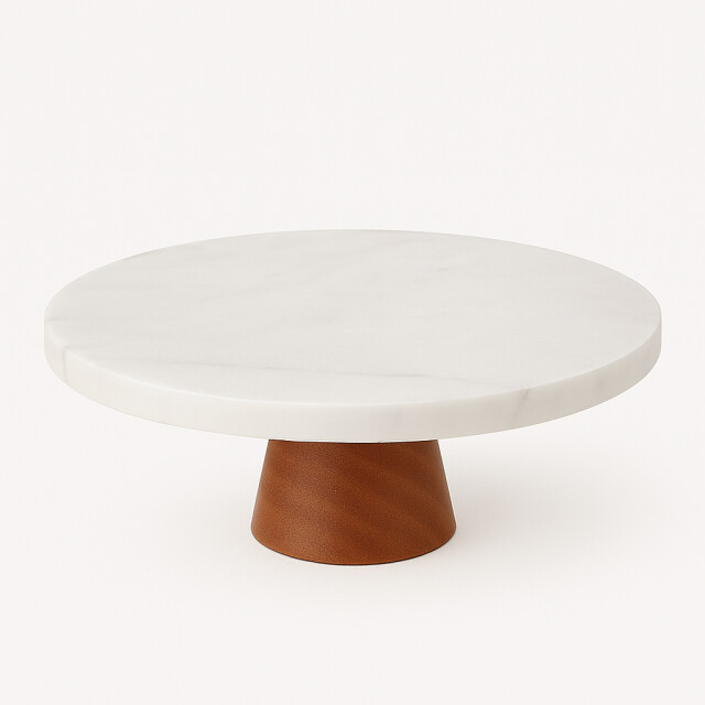 Casa di Elturo Marmeren taartplateau op houten voet Ø 25 x h 8 cm marmer & hout 3281445 large