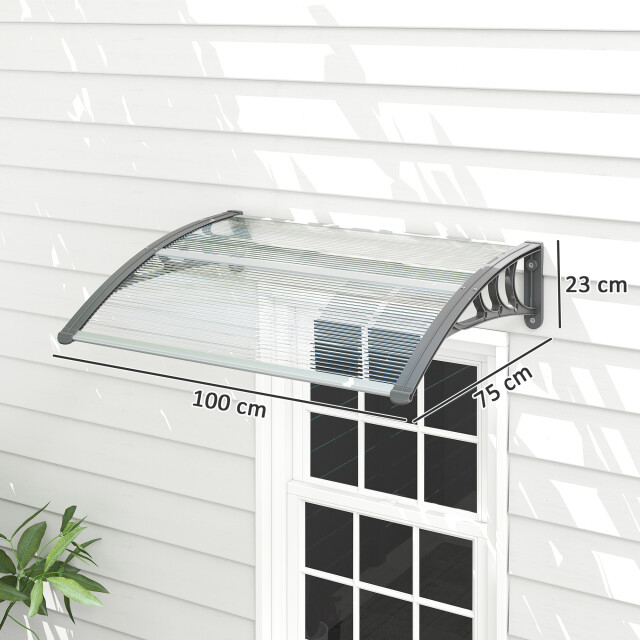 4goodz Deurluifel terrasoverkapping polycarbonaat, 75x100cm zilver 3285147 large