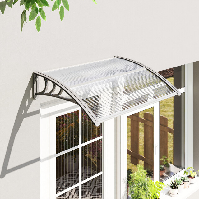 4goodz Deurluifel terrasoverkapping polycarbonaat, 75x100cm zilver 3285147 large