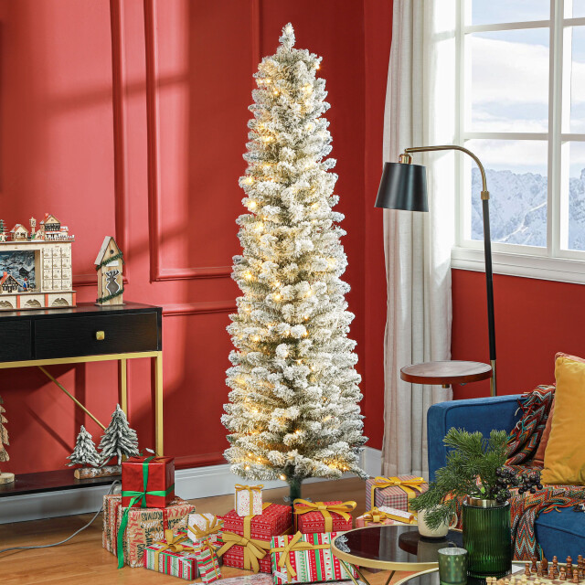 Homcom Kerstboom met sneeuw 180 cm led verlichting - 3288025 large