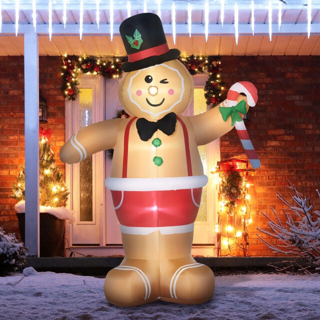 4goodz Opblaasbare kerstfiguur opblaasbare peperkoek man met led licht 238 cm 3294113 large