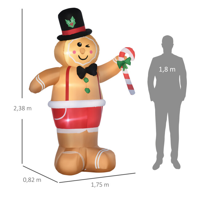 4goodz Opblaasbare kerstfiguur opblaasbare peperkoek man met led licht 238 cm 3294113 large