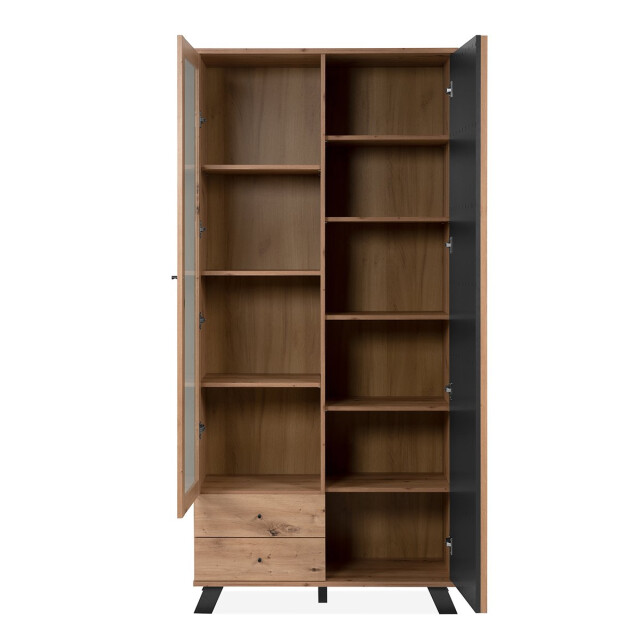 CaliCosy Vitrinekast 2 deuren en 2 laden eiken decor l92 cm lublin 2930695 large