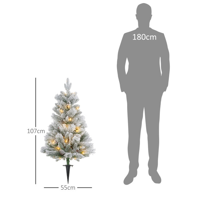 Homcom Set van 2 kerstbomen met led verlichting met prikpen 107 cm 3288026 large