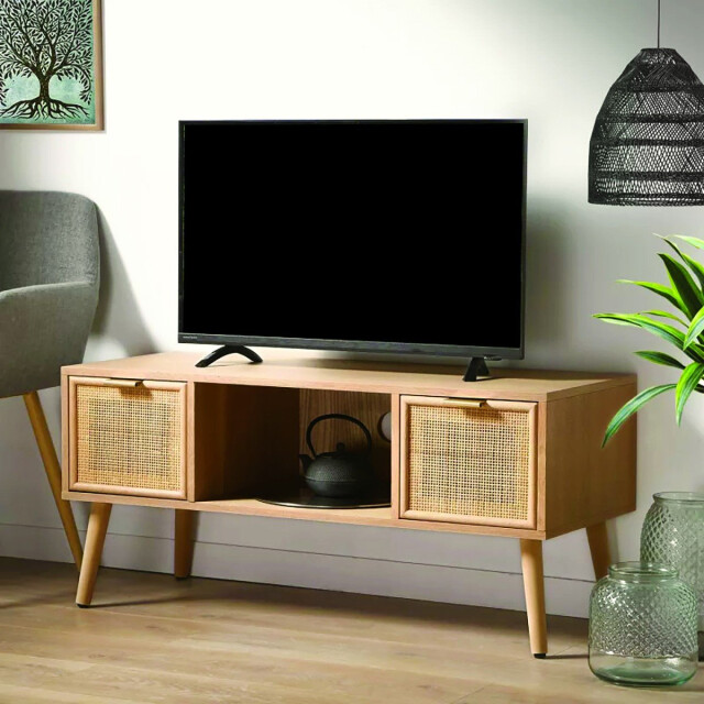 CaliCosy Tv-meubel met 2 lades en rotan voorkant l100 cm miya 2930096 large