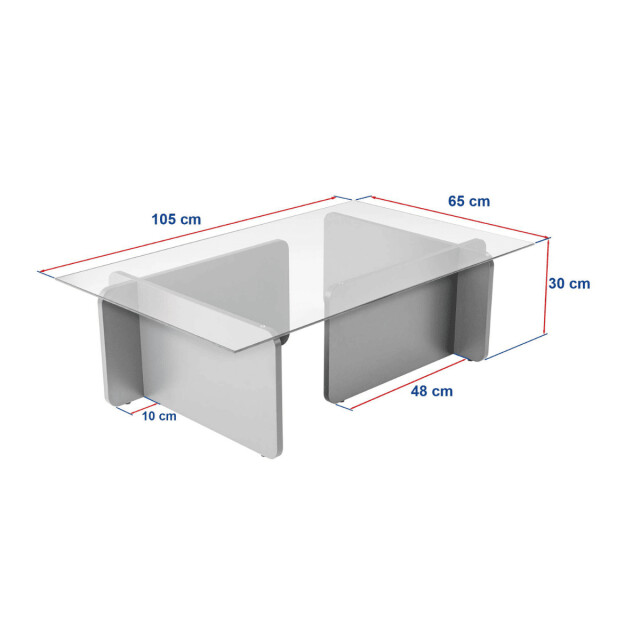 CaliCosy Salontafel met een blad van gehard glas l105 cm flavio 3253398 large