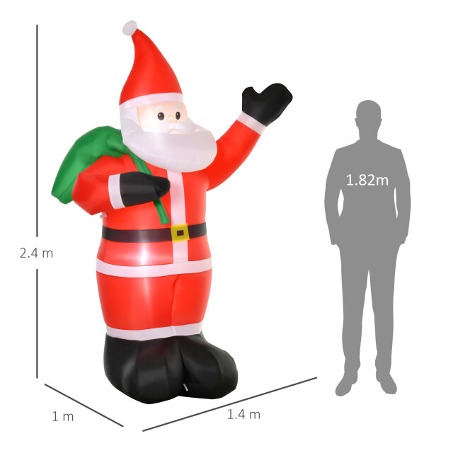 Homcom Santa claus 240 cm hoog met led-verlichting opblaasbaar 3288007 large