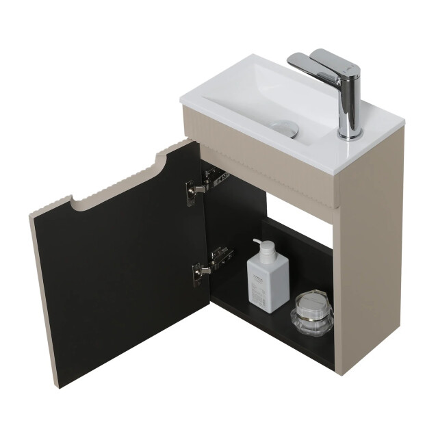 Badplaats Toiletmeubel thermis 40 x 22 cm crème fonteinmeubel met witte 3244655 large