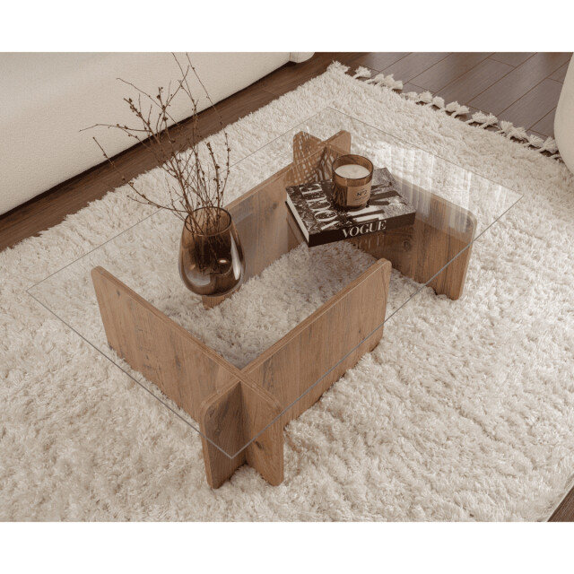 CaliCosy Salontafel met een blad van gehard glas l105 cm flavio 3253397 large