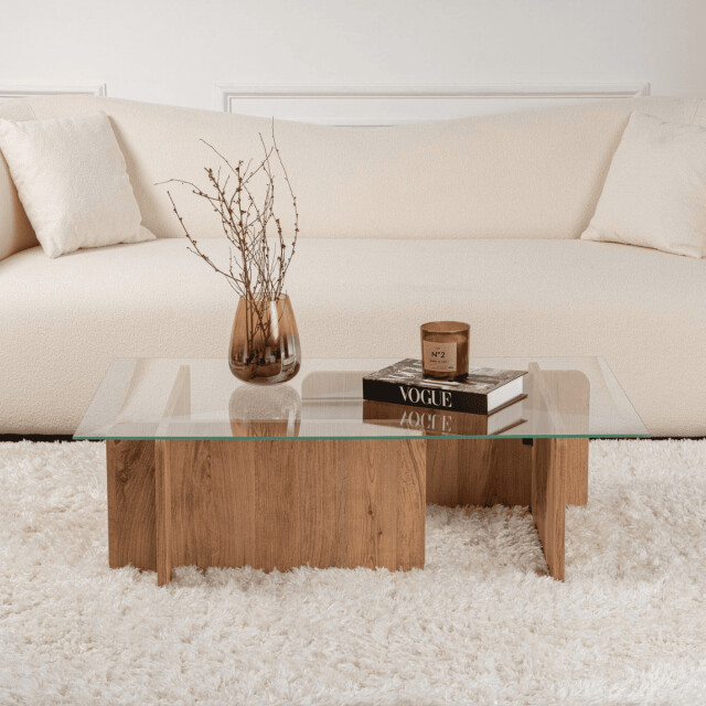 CaliCosy Salontafel met een blad van gehard glas l105 cm flavio 3253397 large